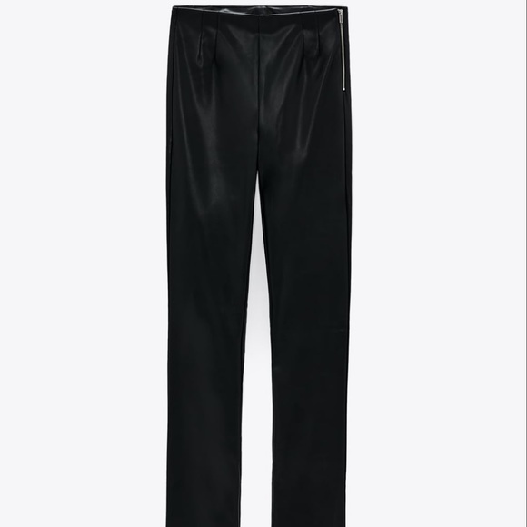 ZARA EXTRA LONG FAUX LEATHER LEGGINGS - Picture 5 of 7